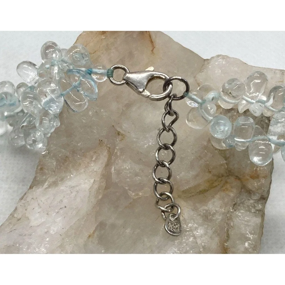 LUC Lucas Lameth‎ Ice Blue Crystal 18''- 19'' Necklace Sterling 925 Silver 67g